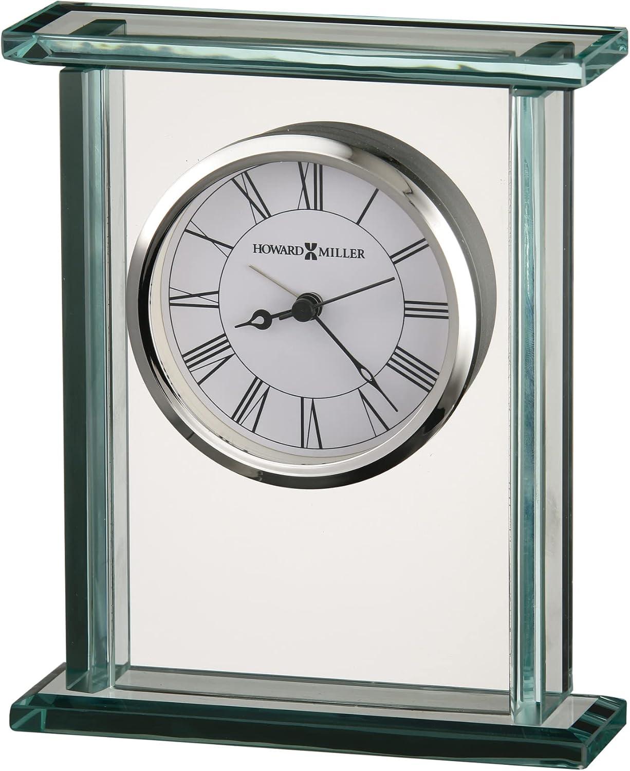 Silver Beveled Glass Roman Numeral Table Clock