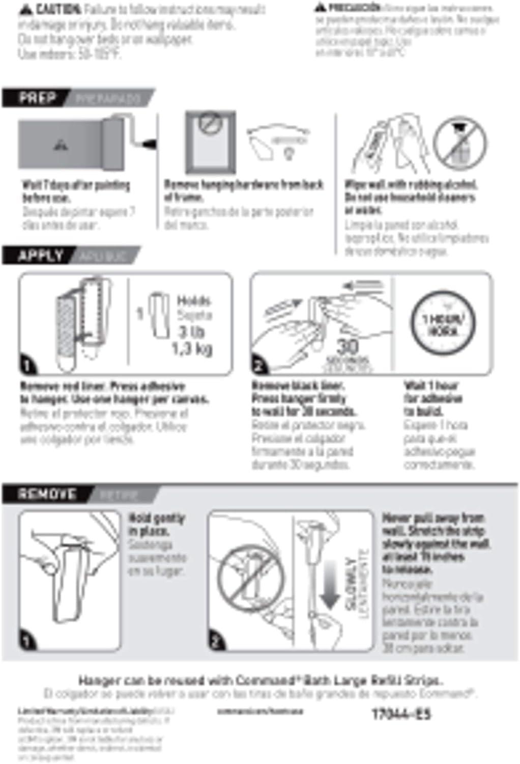 Command Canvas Hanger, Large, White, 1 Canvas Wall Hanger, 2 Strips/Pack