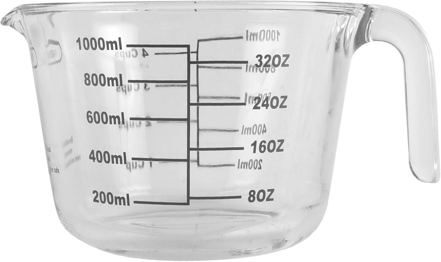 Farberware 4-Cup Borosilicate Glass Wet and Dry Measuring Cup with Oversized Measurements, Clear