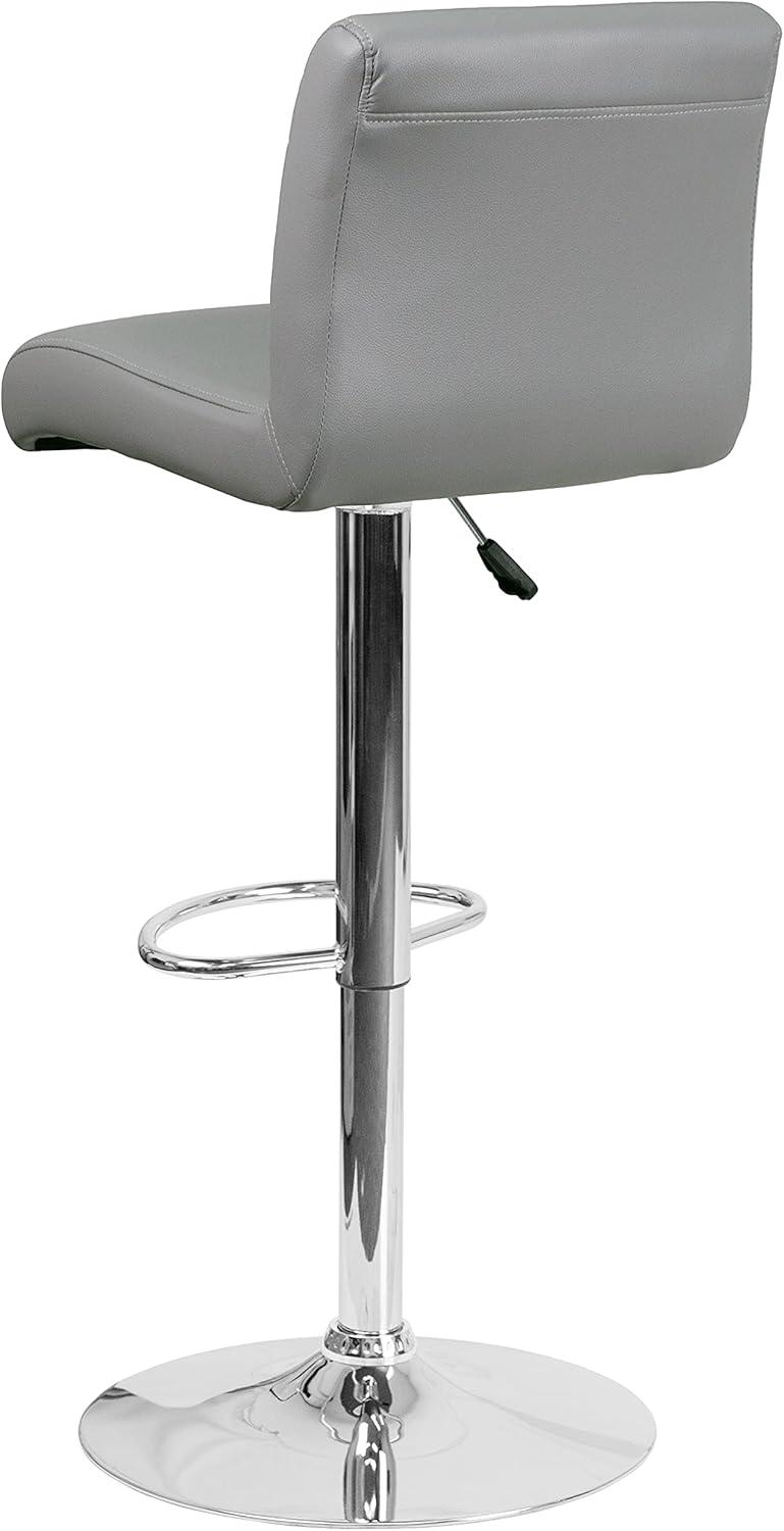 Gray Adjustable Height Swivel Bar Stool with Vinyl Seat