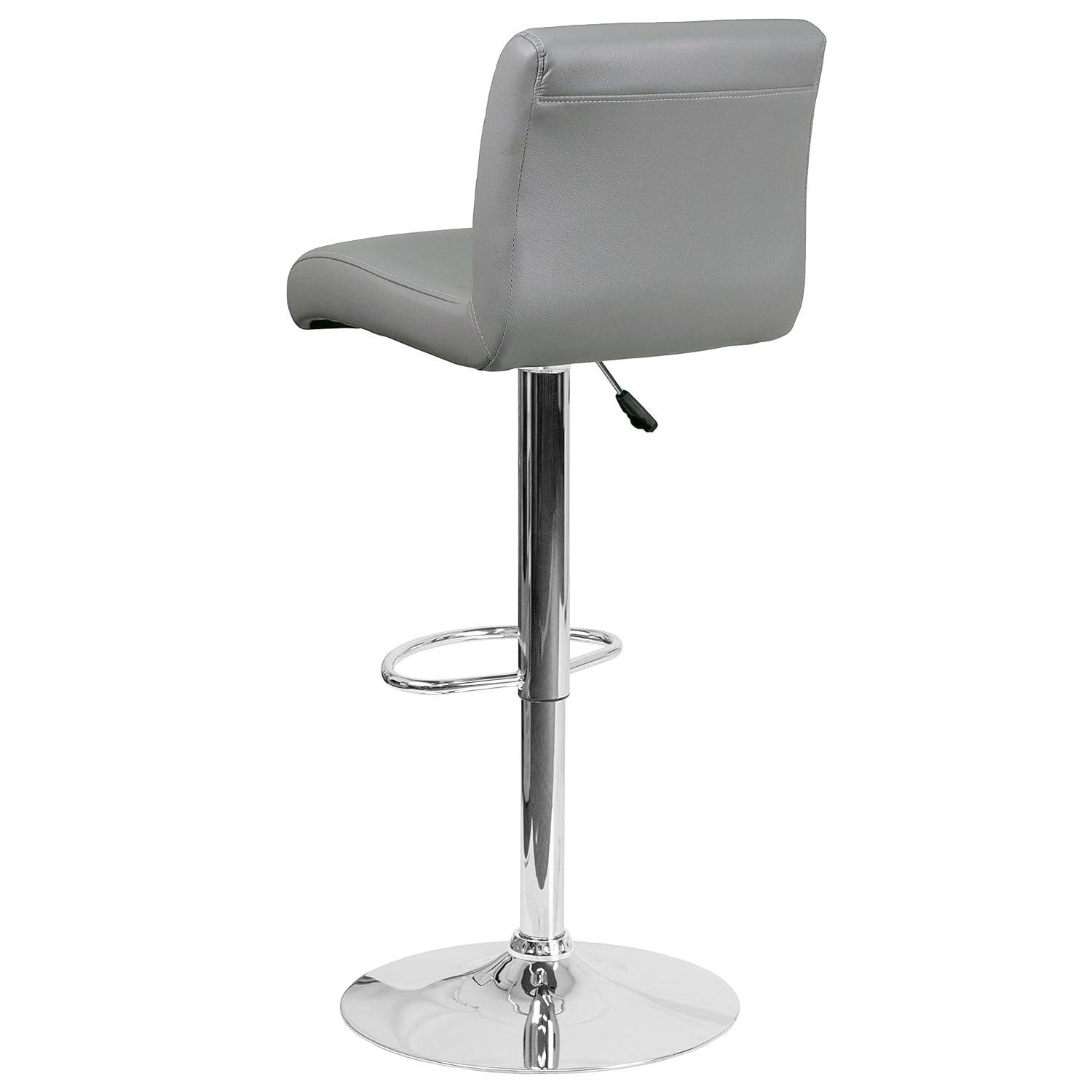 Flash Furniture Contemporary Vinyl Adjustable Height Barstool with Rolled Seat and Chrome Base