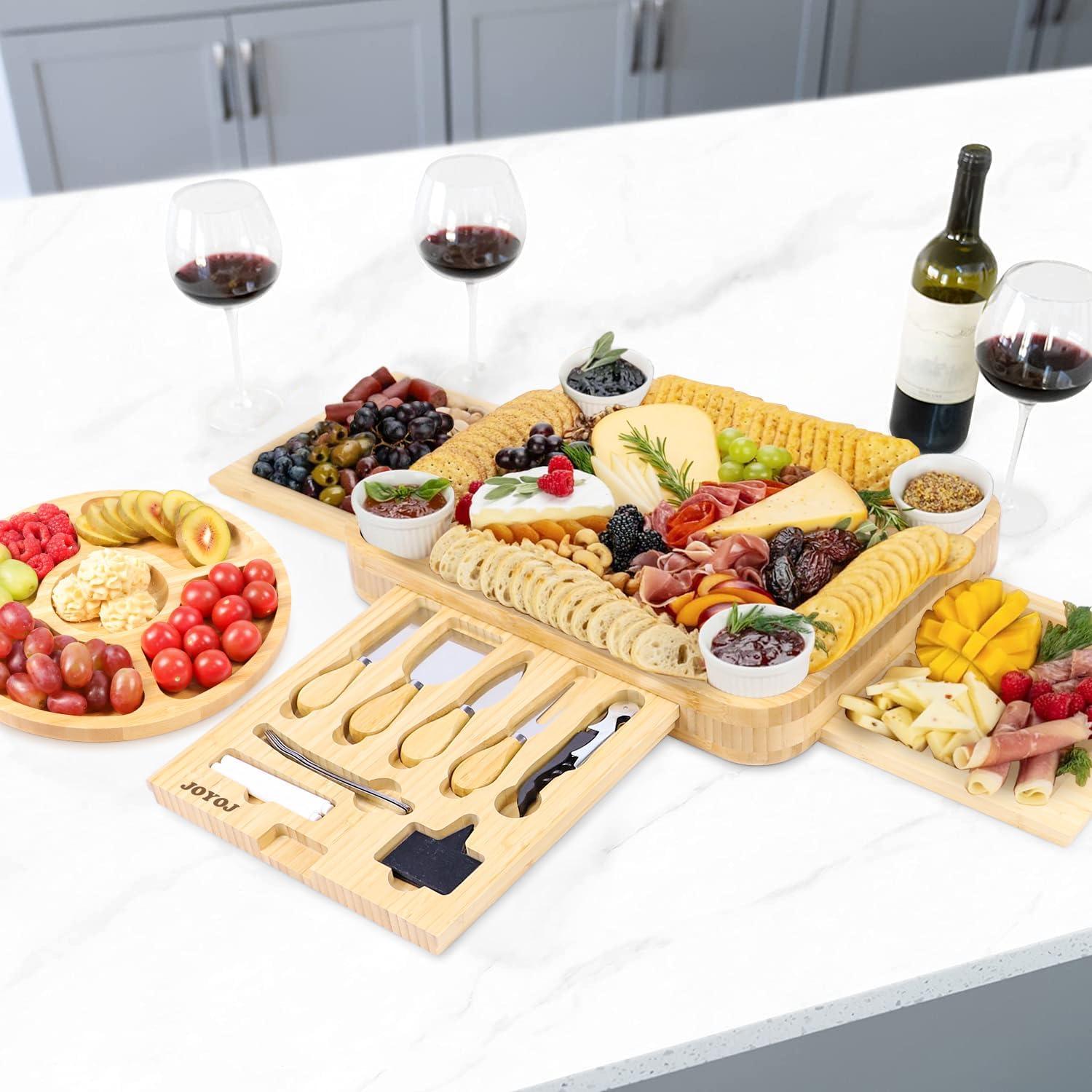 Large Bamboo Cheese Board Set; for Mom, House Warming Gifts, Wedding Gifts, Bridal Shower Gift, Thanksgiving Gifts