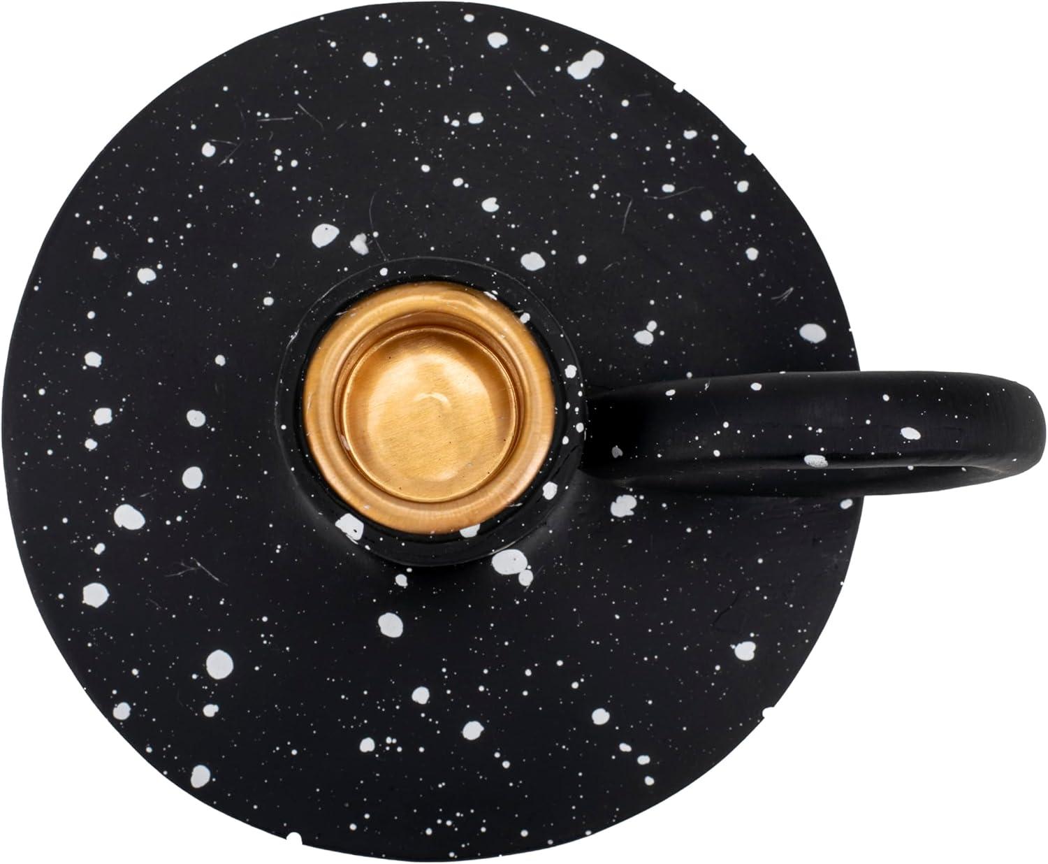 Elanze Designs Ribbed Ceramic , Mantle Decorations, Dining Table Centerpiece, Artisan, Candlestick Holder for Tapered Candles, Pack of 2, Black