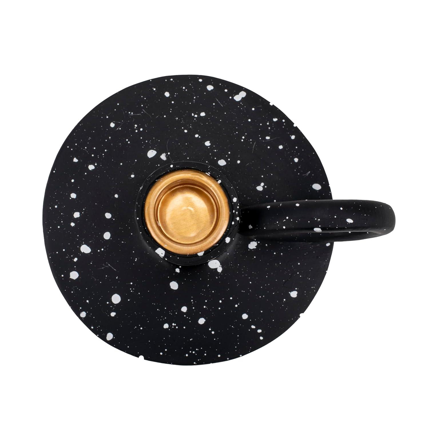 Elanze Designs Ribbed Ceramic , Mantle Decorations, Dining Table Centerpiece, Artisan, Candlestick Holder for Tapered Candles, Pack of 2, Black