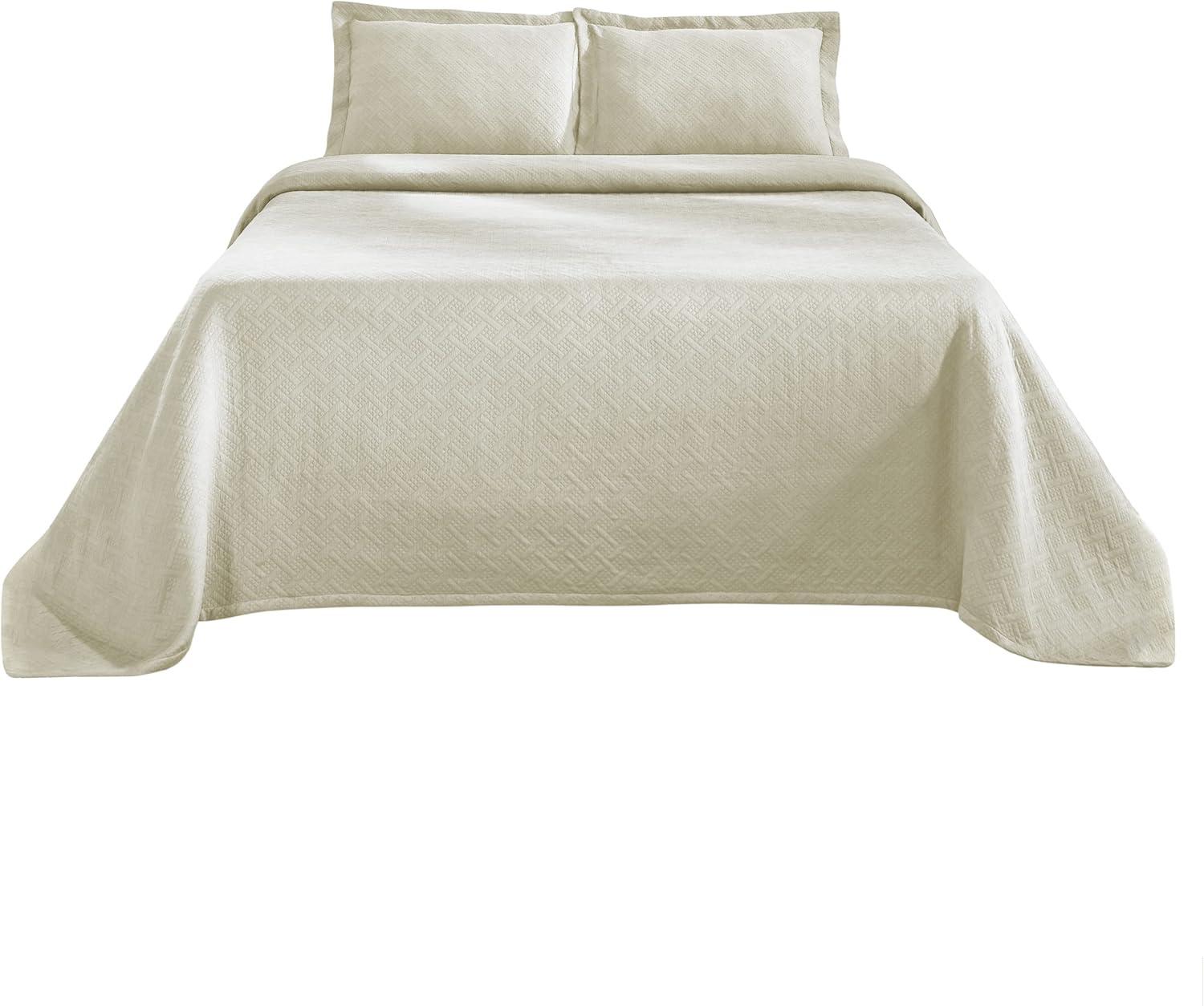 Superior Superior Cotton All Season Basketweave Medium Weight Bedspread Set with Shams