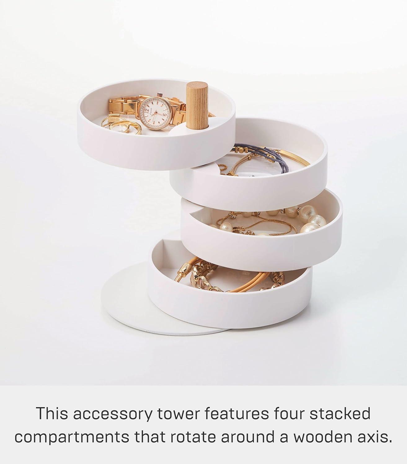 Yamazaki Home 4-Tiered Jewelry Boxes Saving, Plastic + Wood