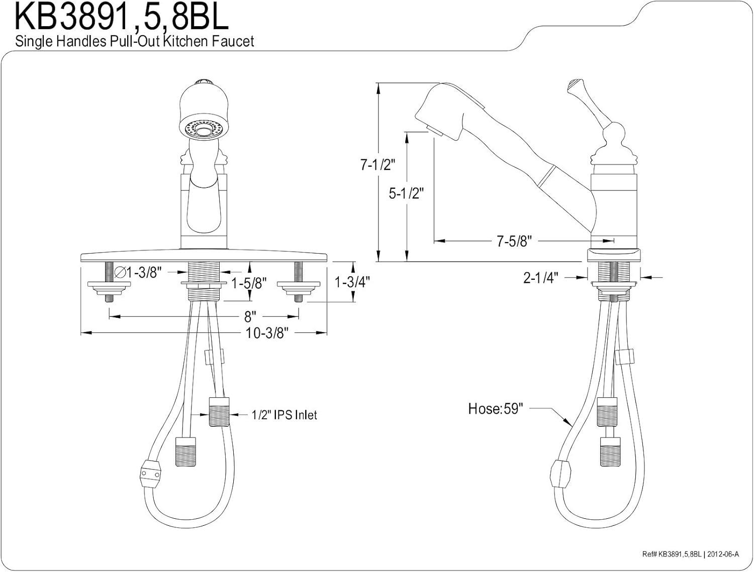 Kingston Brass Vintage Single-Handle 1-or-3 Hole Deck Mount Pull-Out Sprayer Kitchen Faucet