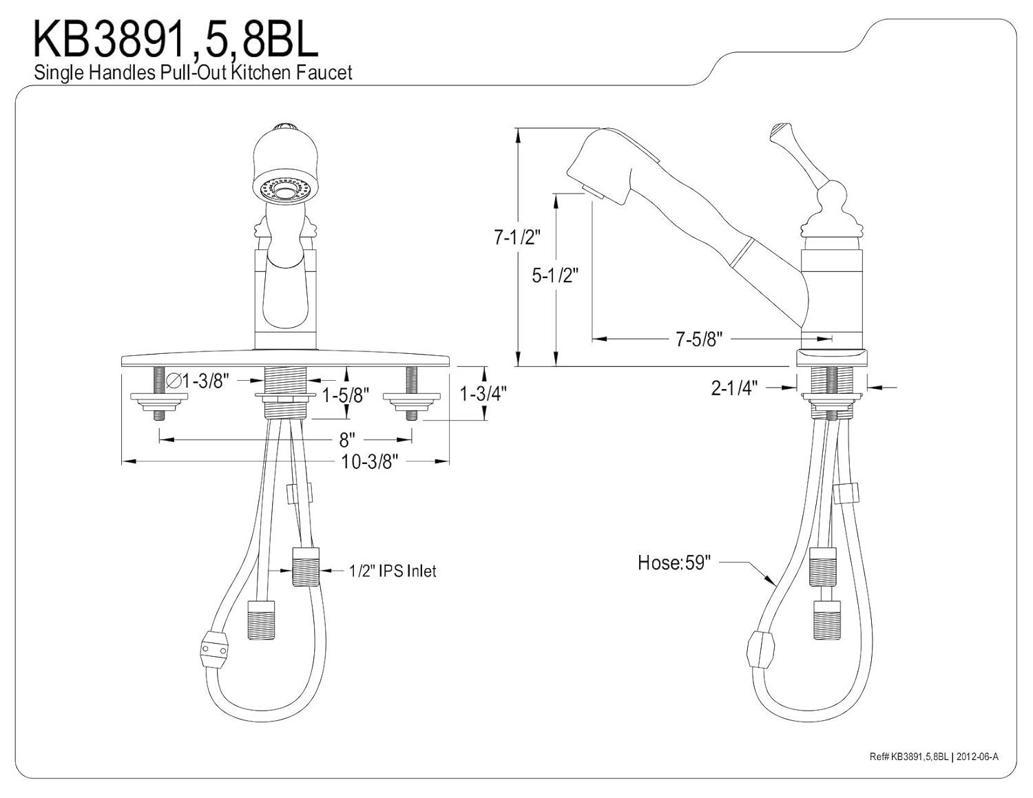 Kingston Brass Vintage Single-Handle 1-or-3 Hole Deck Mount Pull-Out Sprayer Kitchen Faucet