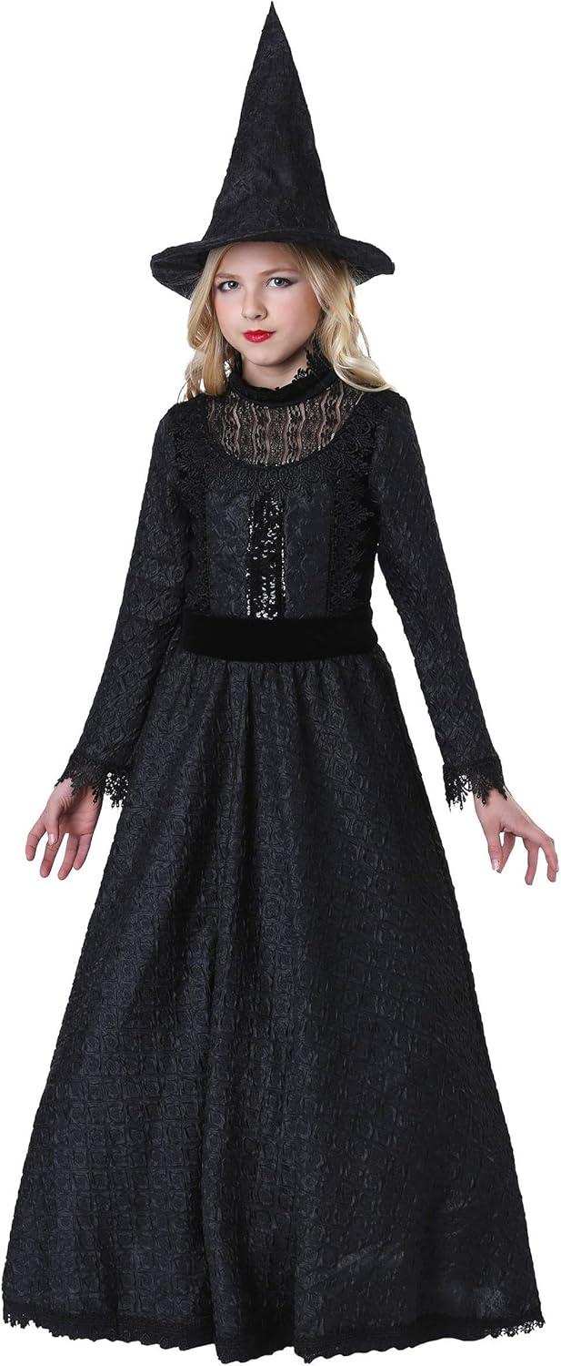 HalloweenCostumes.com Large Girl Deluxe Dark Witch Costume for Girls, Black