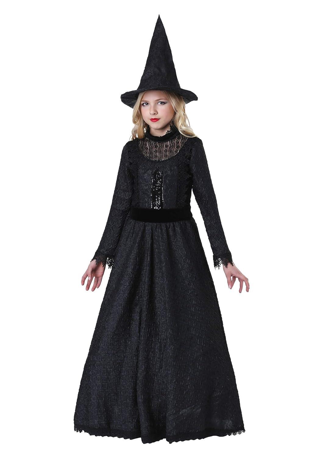 HalloweenCostumes.com Large Girl Deluxe Dark Witch Costume for Girls, Black