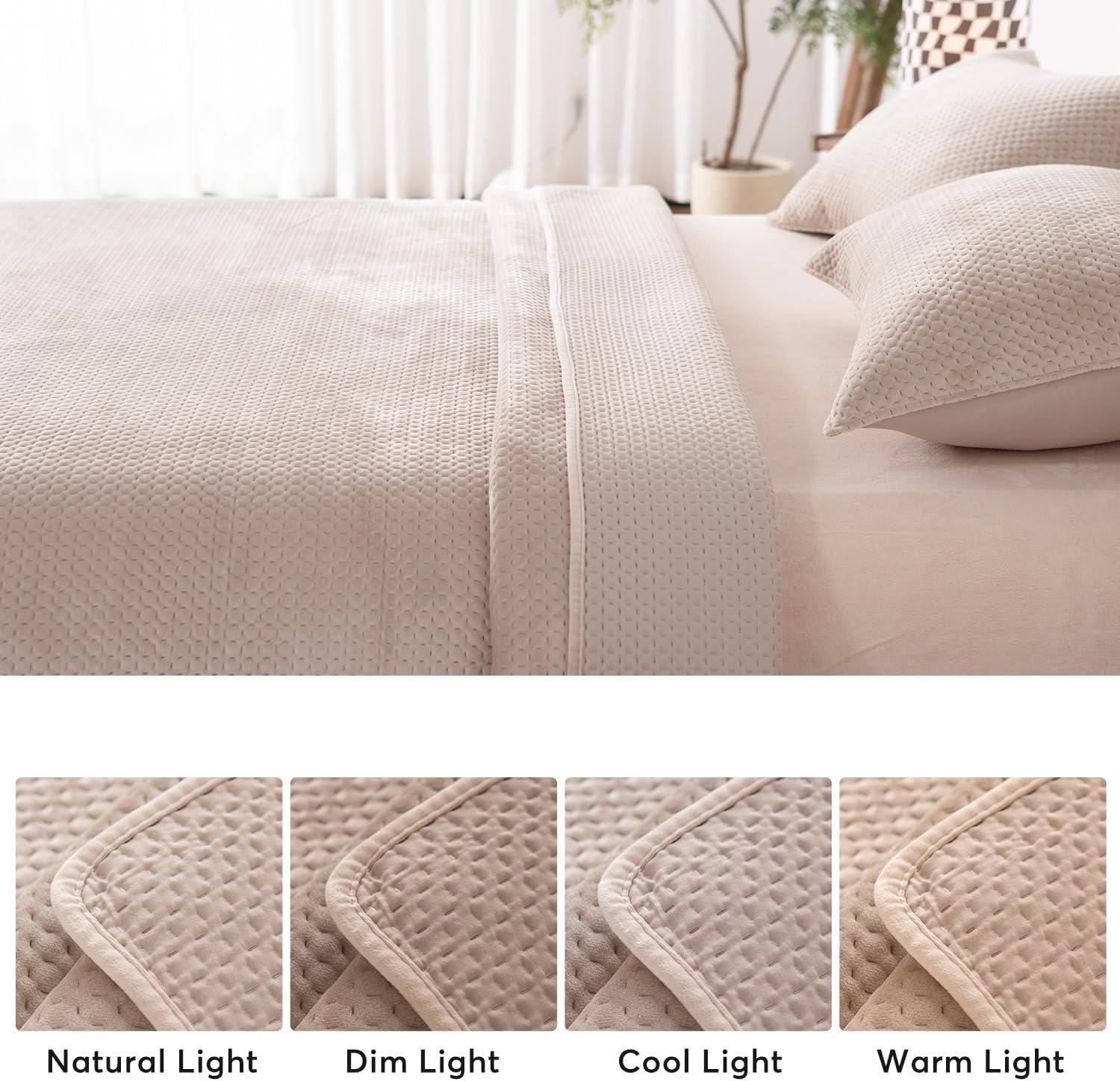 Kasentex  All Season Plush Poly Velvet Lavish Design Quilt Set Soft and Warm Machine Washable Coverlet Rose Queen