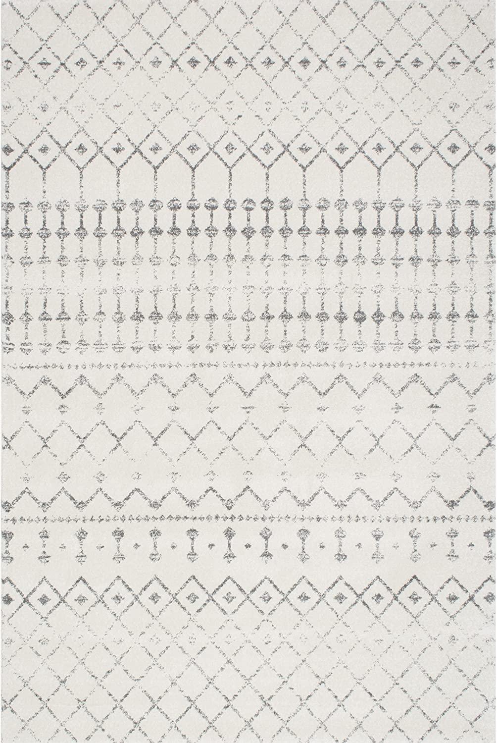 nuLOOM Blythe 8 x 8 (ft) Polypropylene Gray Square Indoor Geometric Moroccan Area rug