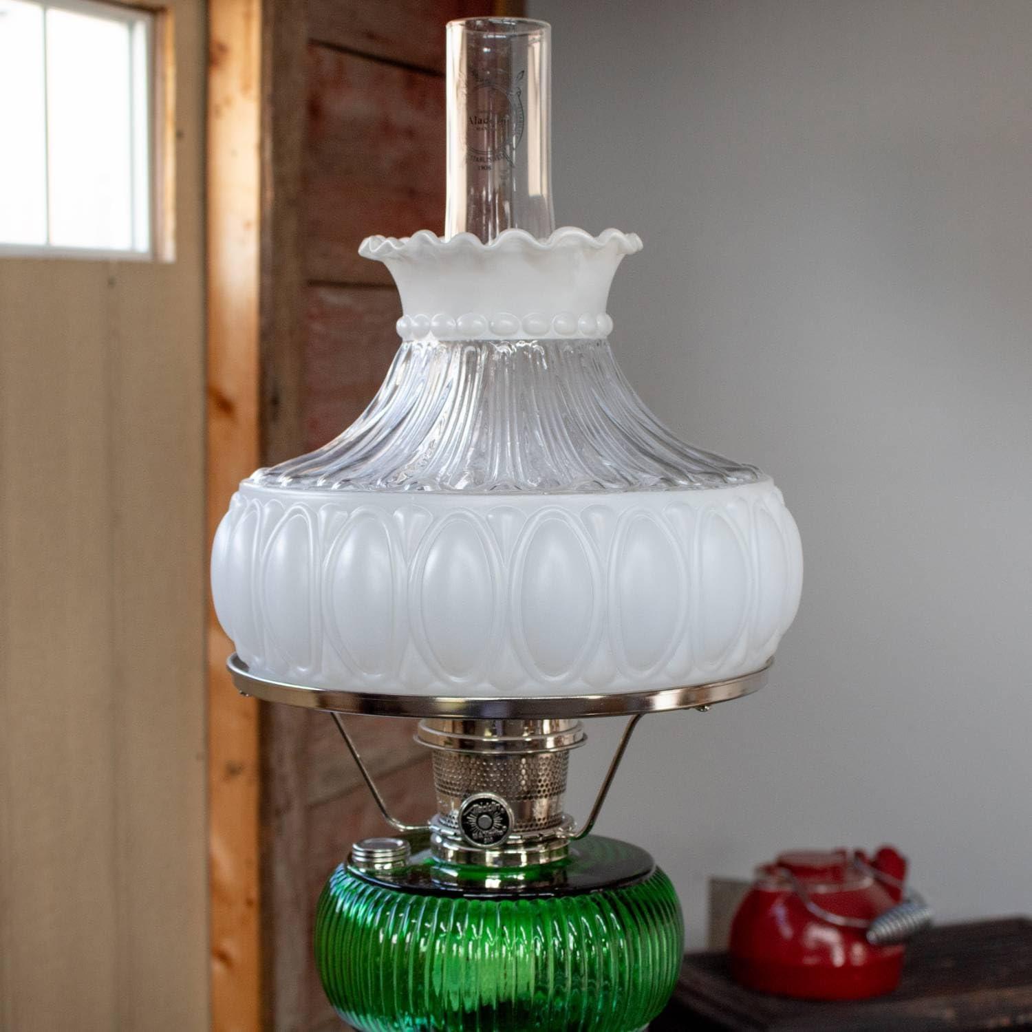 Aladdin Oil Lamp Glass Shade Fits 10 in Shade Ring Base, Diffuses, Softens and Disperses Light, White Frosted Glass