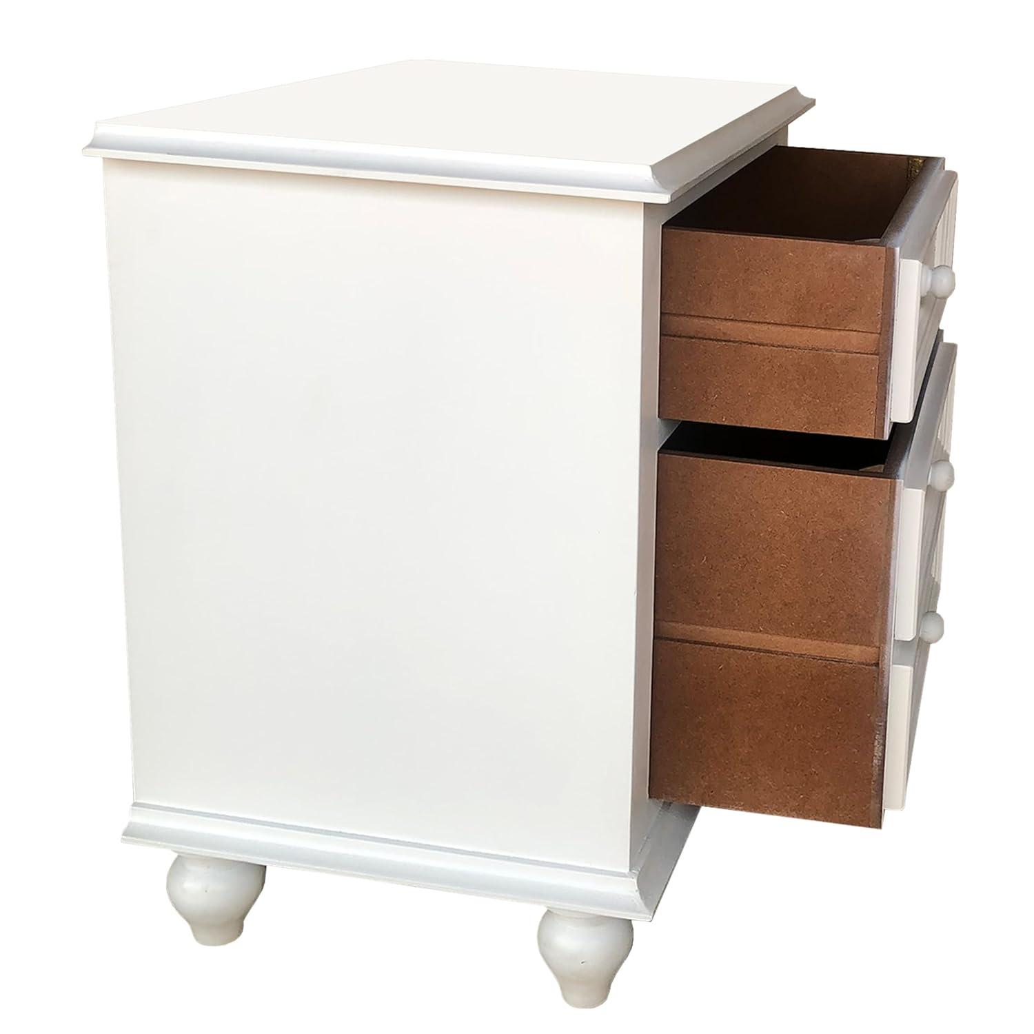 White Wooden 2-Drawer Nightstand with Tapered Legs