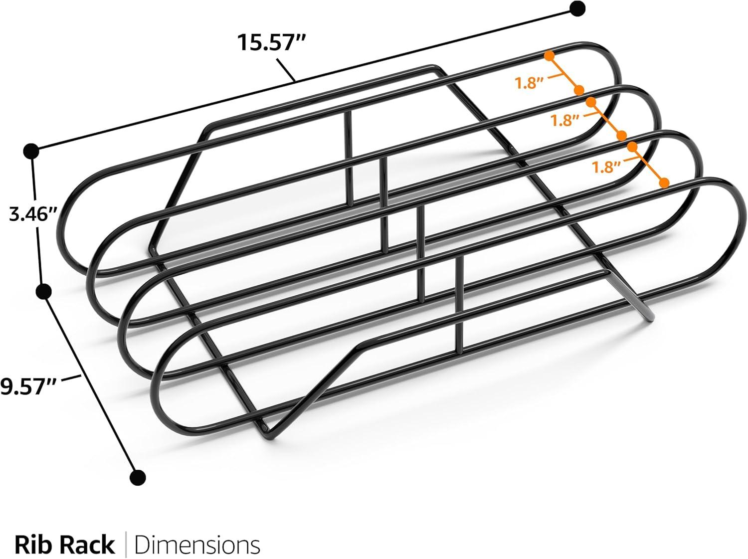 Black Porcelain-Coated Steel Rib Rack for Grilling