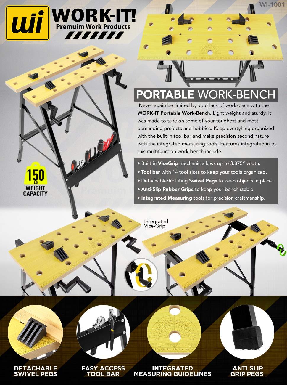 Portable Folding Workbench with Adjustable Clamps and Steel Frame