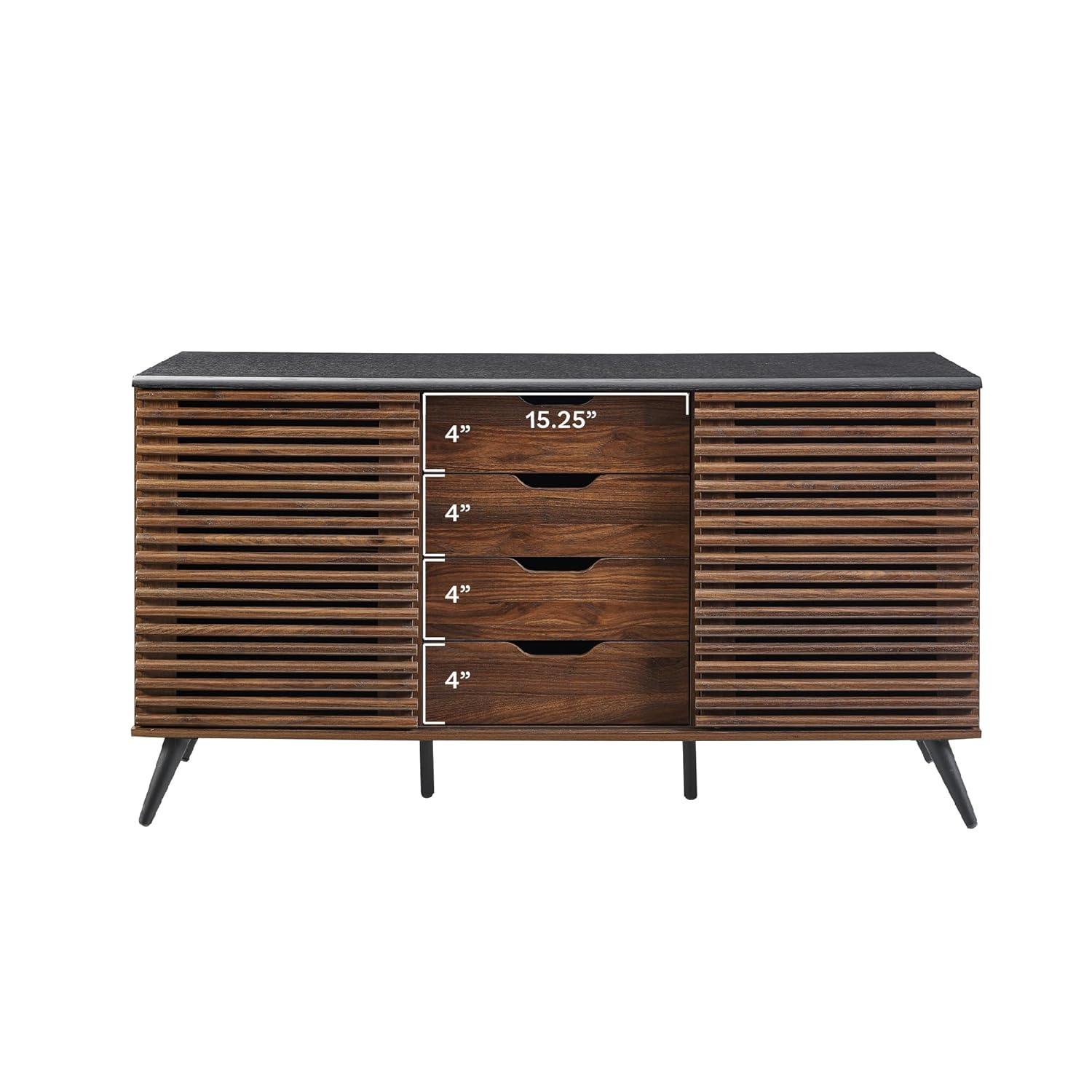 Walker Edison Havana 59" Engineered Wood Sideboard in Ebony/Dark Walnut