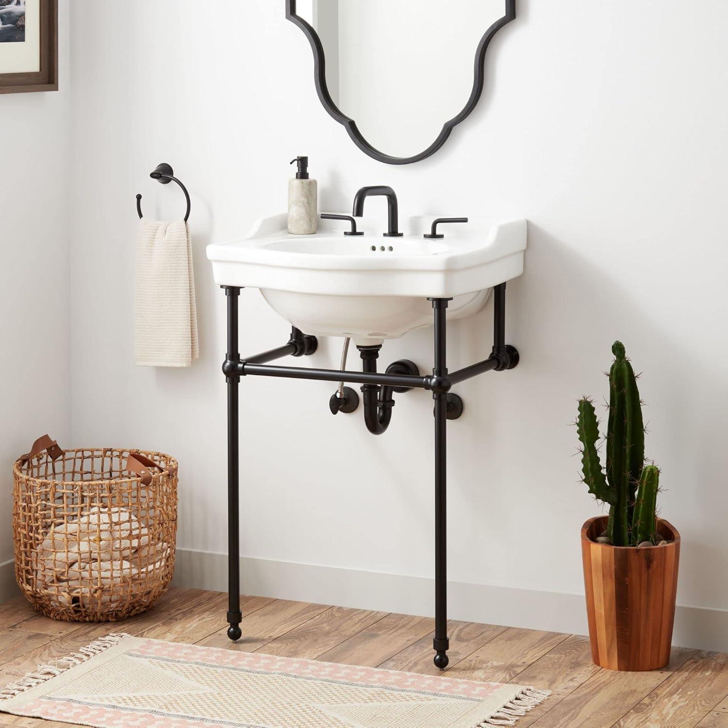24" Cierra 31" Tall Porcelain Rectangular Console Bathroom Sink with Overflow