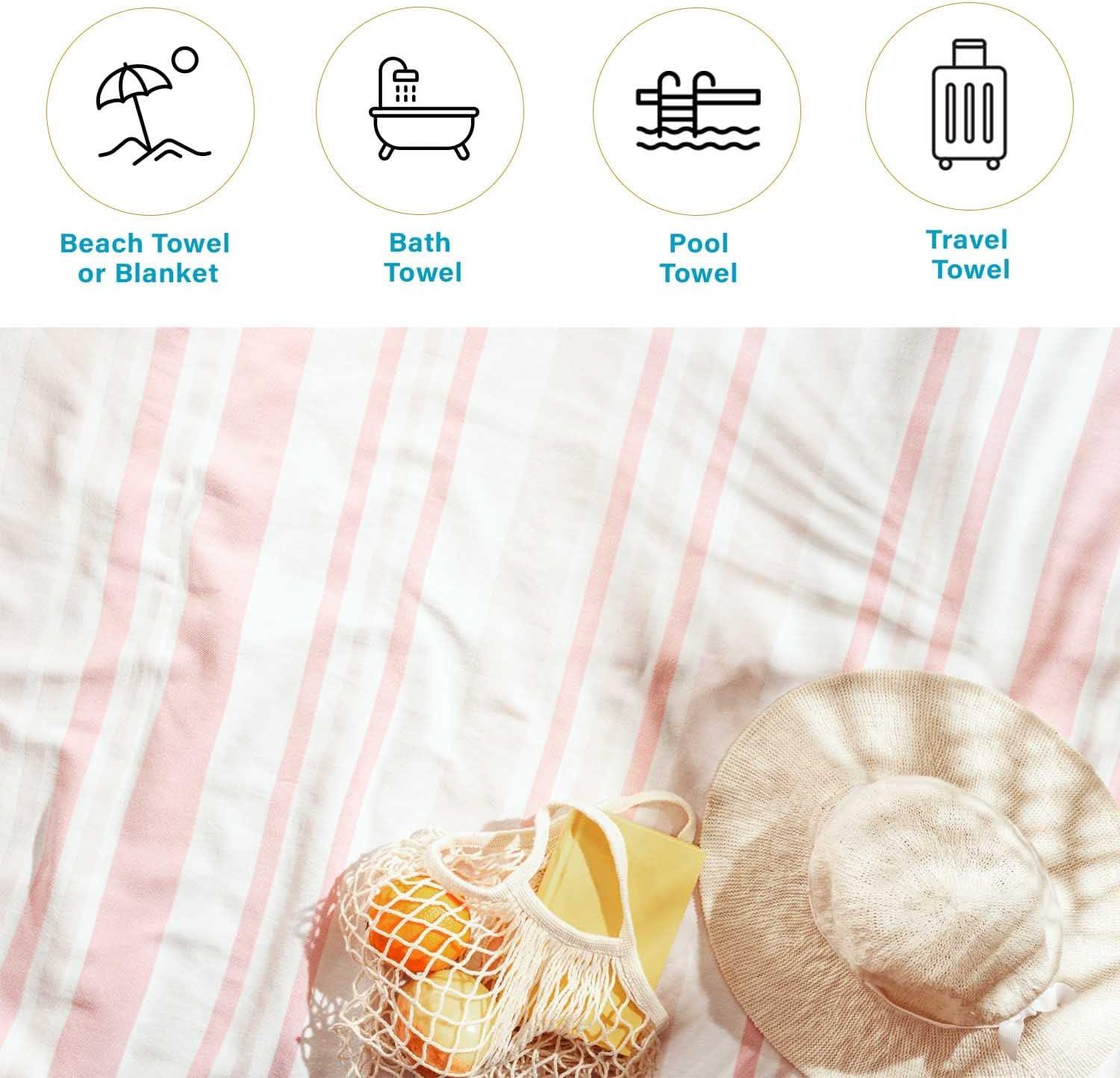 Impressions Ula Stripe Fouta Beach Towel with Tassels