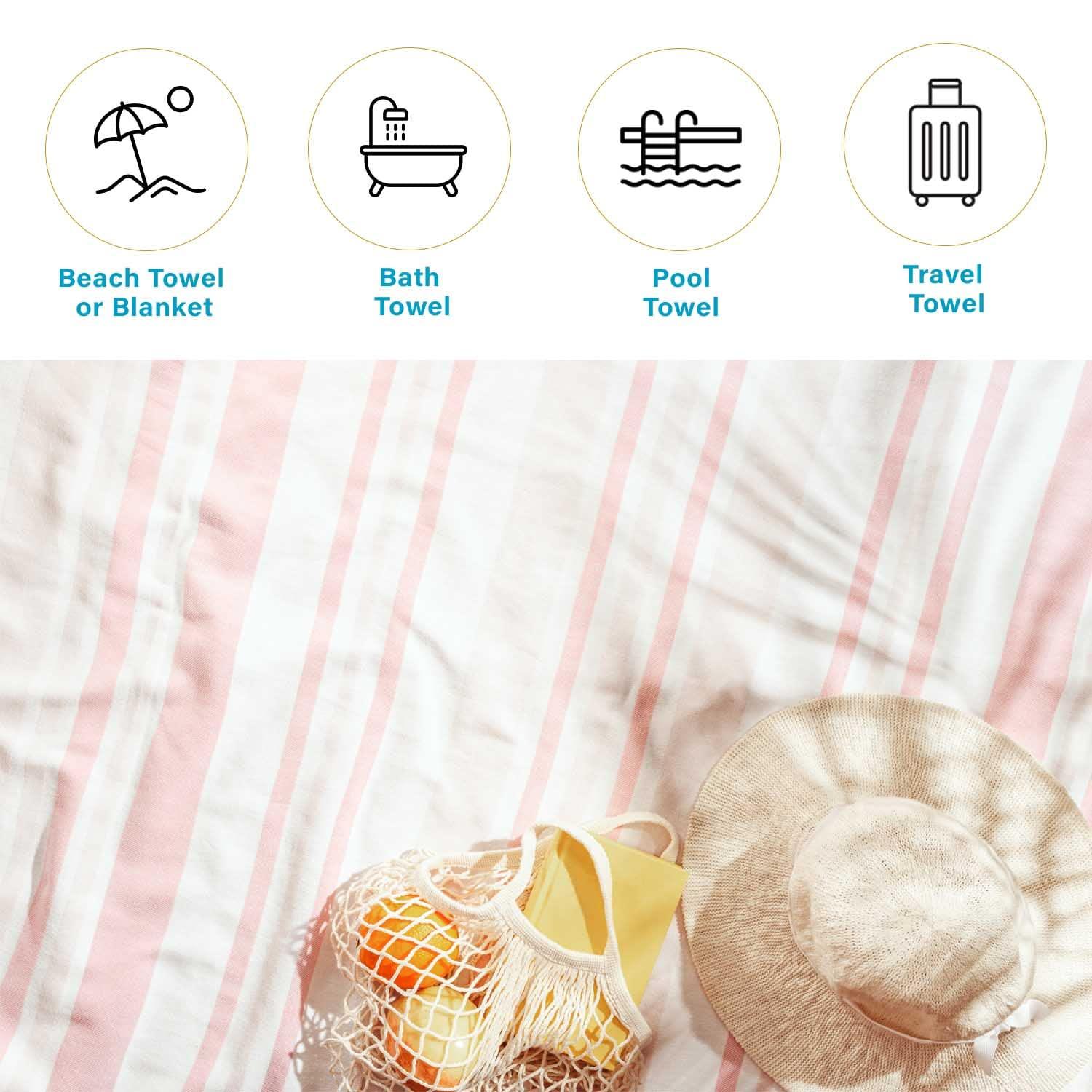 Impressions Ula Stripe Fouta Beach Towel with Tassels