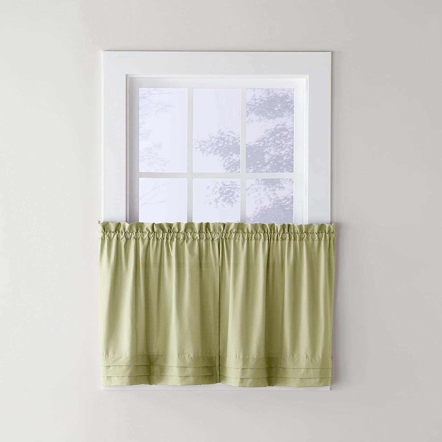 Sage Polyester Light-Filtering Rod Pocket Kitchen Tier Curtains