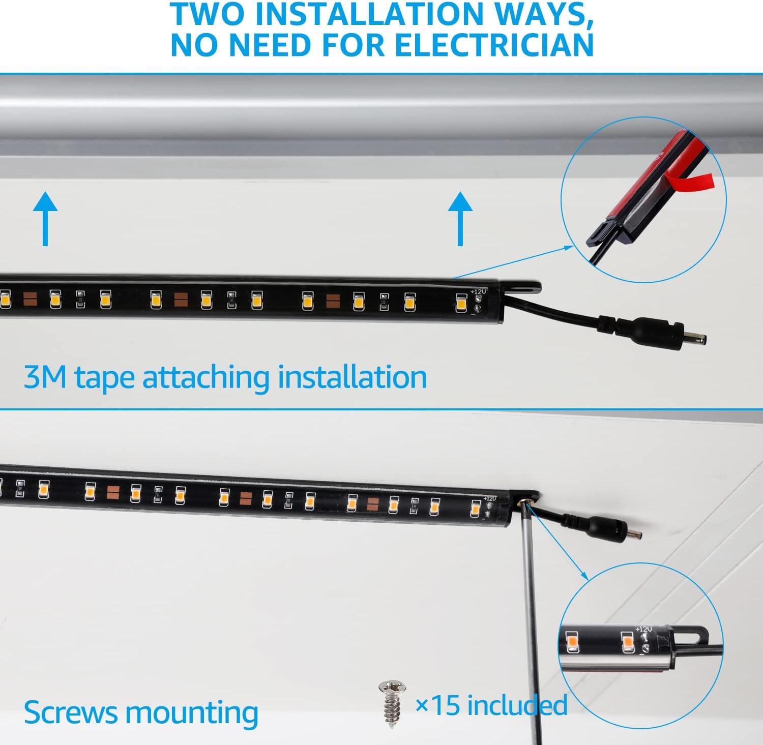 6×12 Inch Linkable Safe Lighting Bars Kit, "V"-Shape, 5000K Daylight, Manual Switch