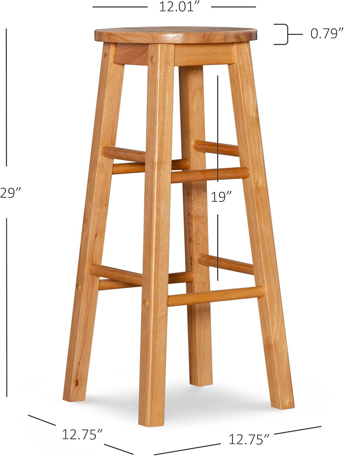 Linon Backless Wood Bar Stool, 29" Seat Height, Natural Finish