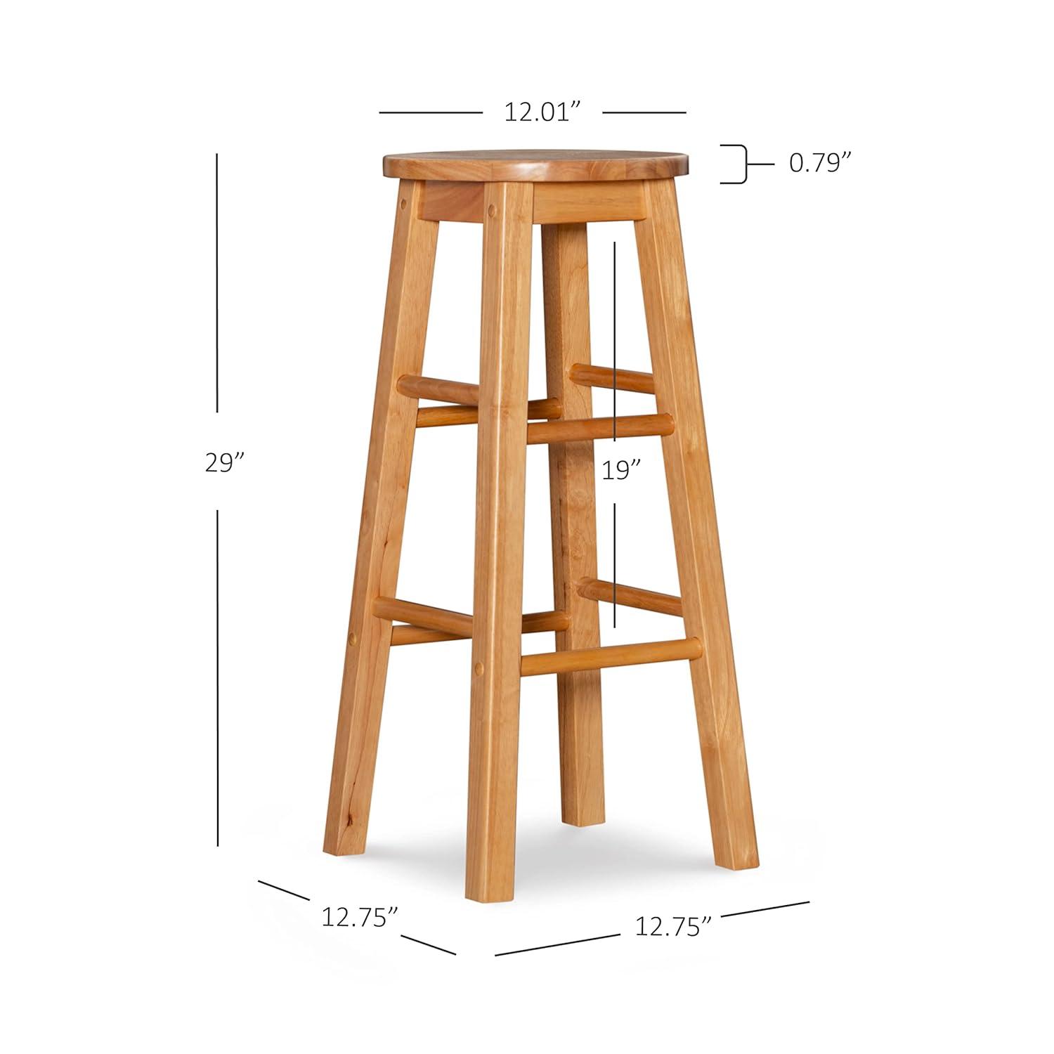 Linon Backless Wood Bar Stool, 29" Seat Height, Natural Finish