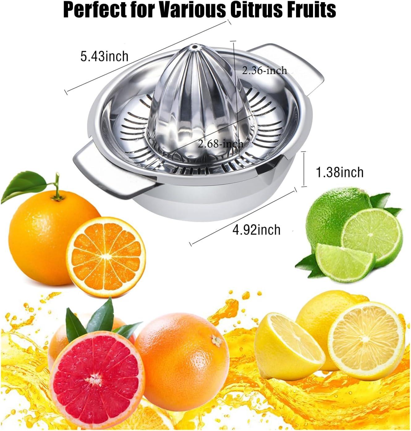 Lemon Orange Grapefruit Manual Juicer - Sturdy Manual Juicer Made of 304 Stainless Steel, with 2 Pour Spouts, Dishwasher Safe, Easy to Clean, Heavy-Duty.