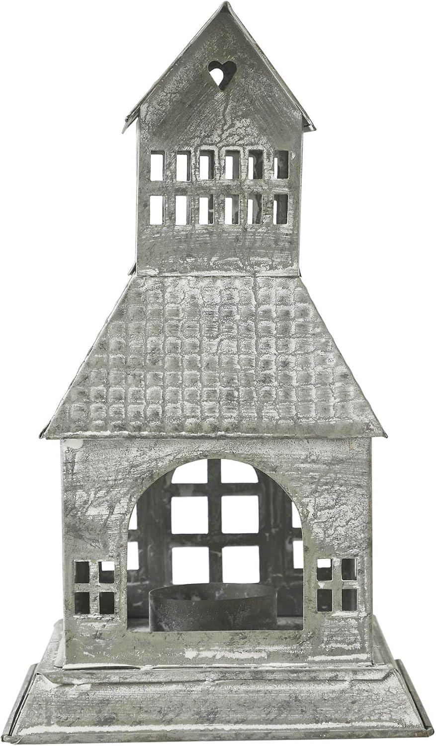 VHC Brands Festive Finds Tealight Holder Metal Village House A 9.5x5.5x5.5