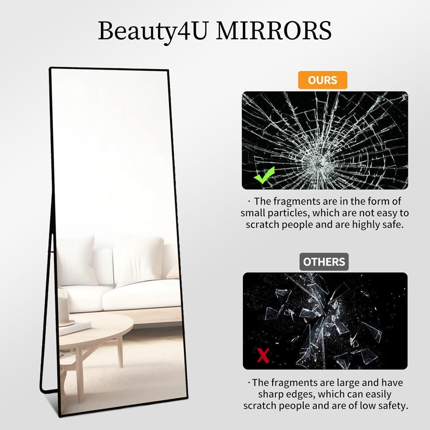 59" x 16" Gold Aluminum Full Length Wall Mirror