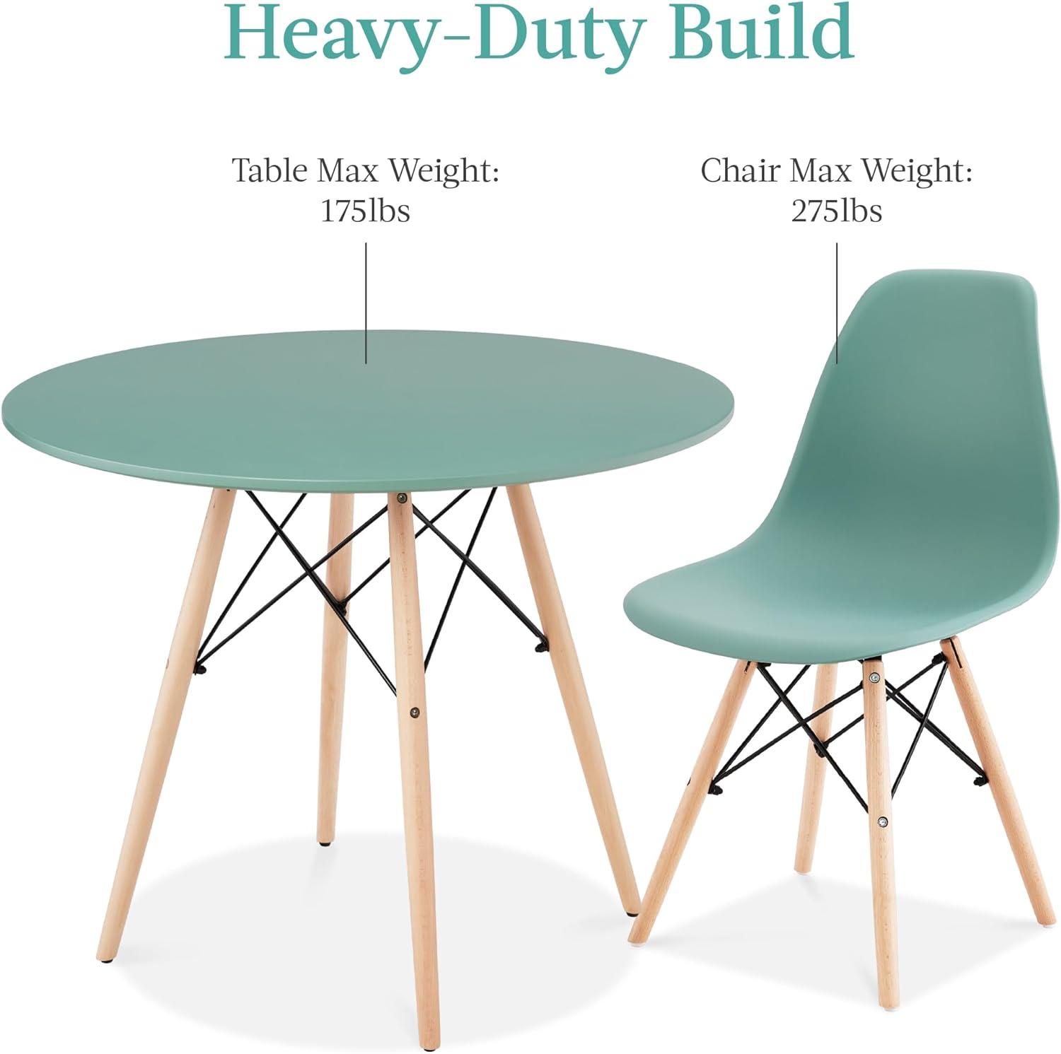 Best Choice Products 5-Piece Compact Mid-Century Modern Dining Set w/ 4 Chairs, Wooden Legs - Light Green/Oak