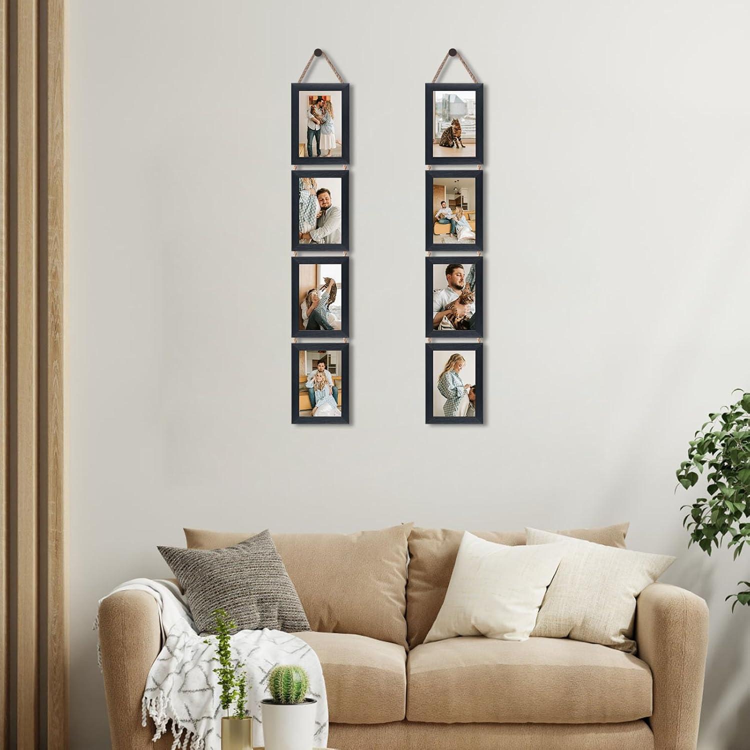 4x6 Collage Picture Frames Set of 2, Black Hanging Photo Frame for Wall