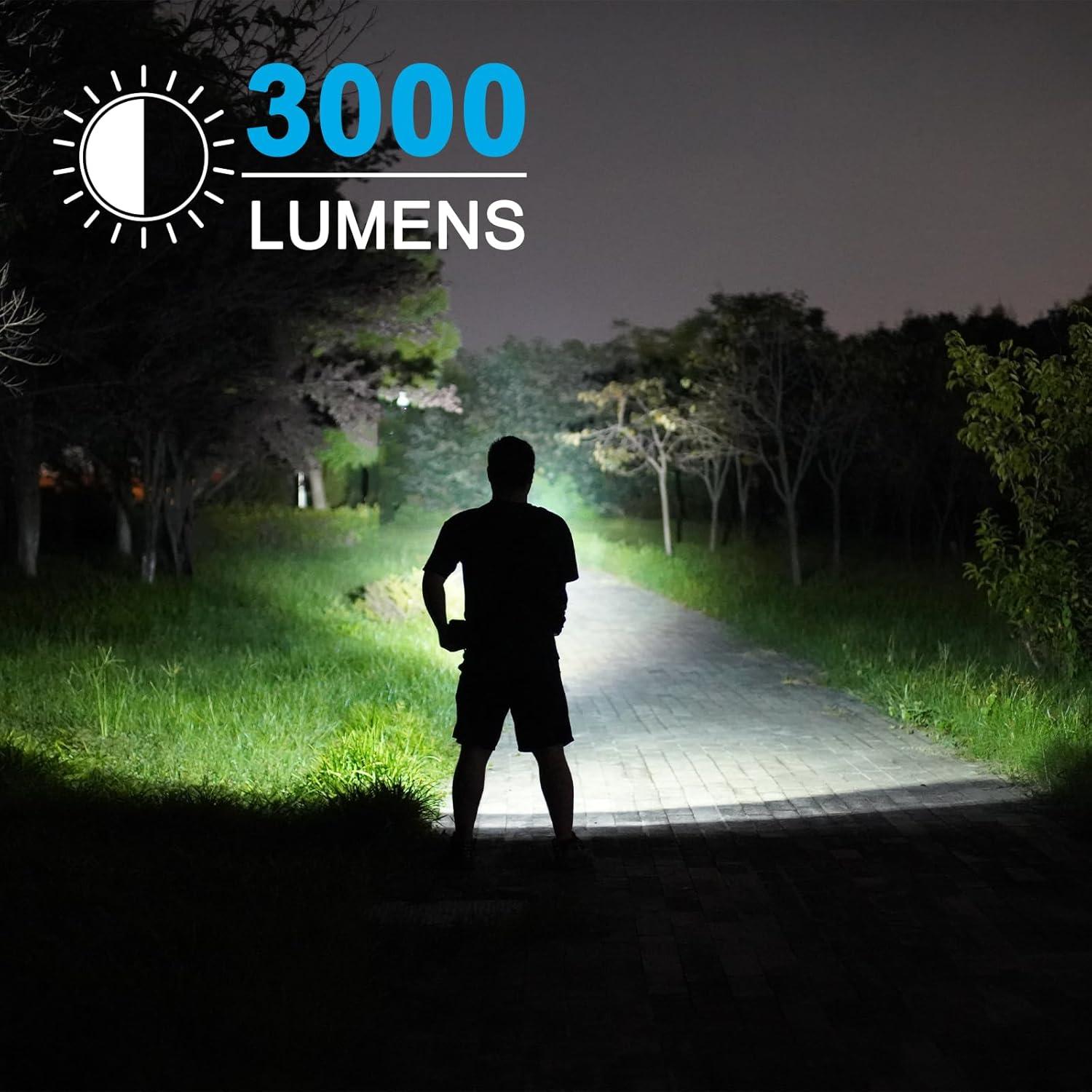 3000 Lumen White LED Rechargeable Waterproof Spotlight