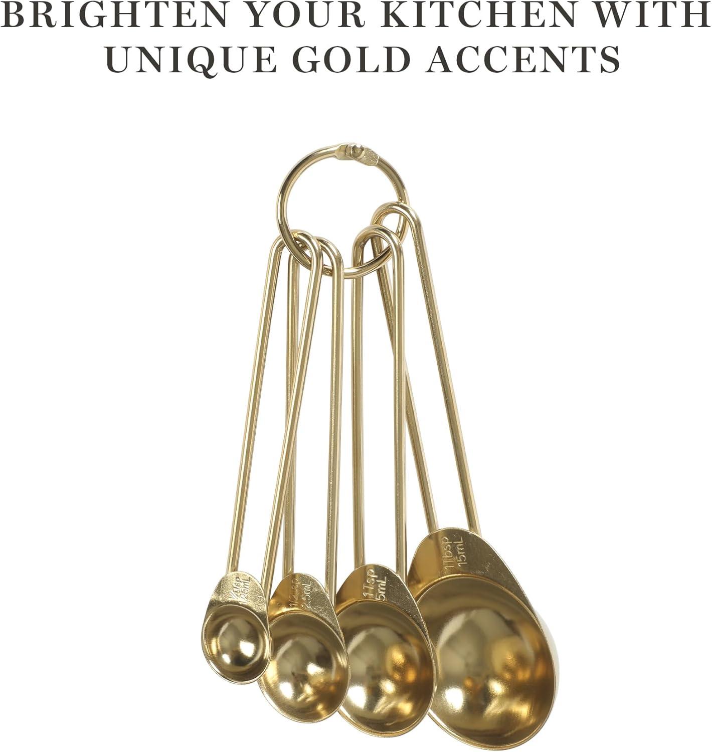 Martha Stewart Richburn 4 Piece Gold Stainless Steel Measuring Spoons Set