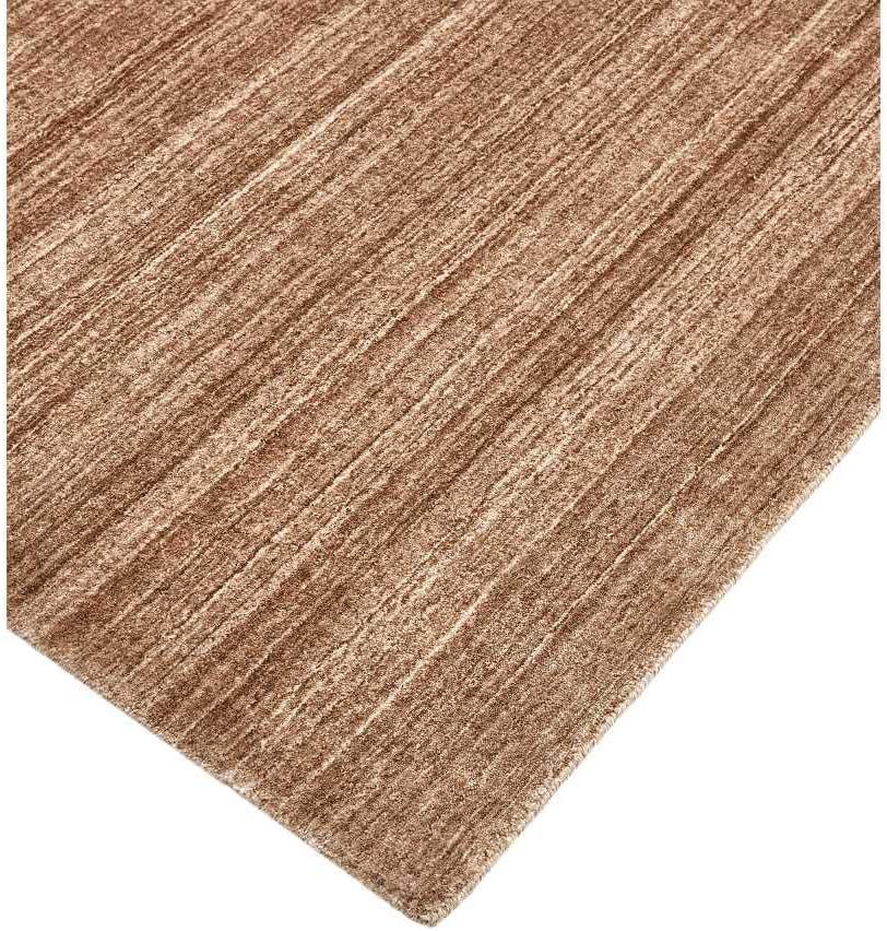 Solo Harbor Hand-Knotted Caramel Stripe Wool-Viscose 9' x 12' Area Rug