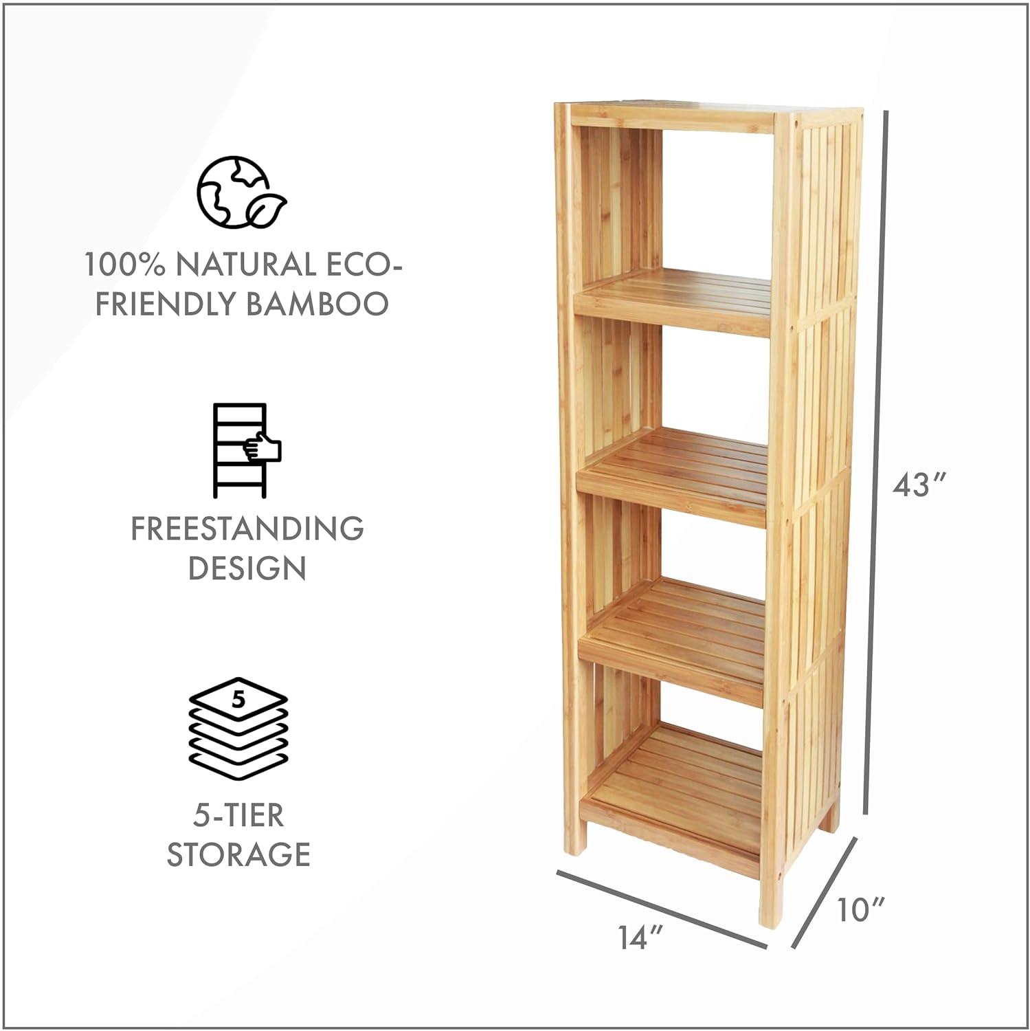 Natural Bamboo 5-Tier Freestanding Bathroom Shelf