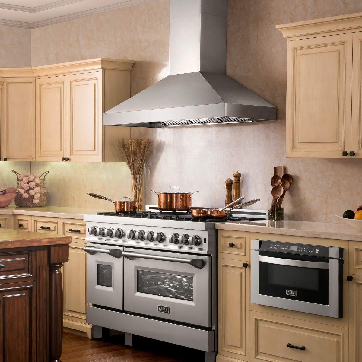 ZLINE ZLINE 36 in. Designer Series Satin Stainless Steel Convertible Vent Wall Mount Range Hood 8KBS-36