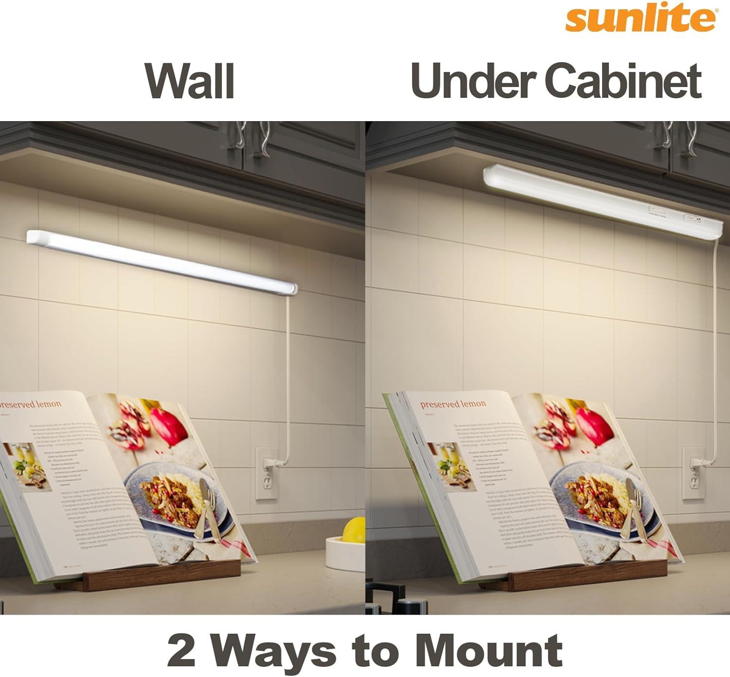 Sunlite LED Linkable Under Cabinet Light Fixture, Adjustable Color 30K/40K/50K, 12 Watts, 1200 Lumens, Kitchens, Bathrooms, Offices, Workbenches, ETL Listed, 34 inch, CCT