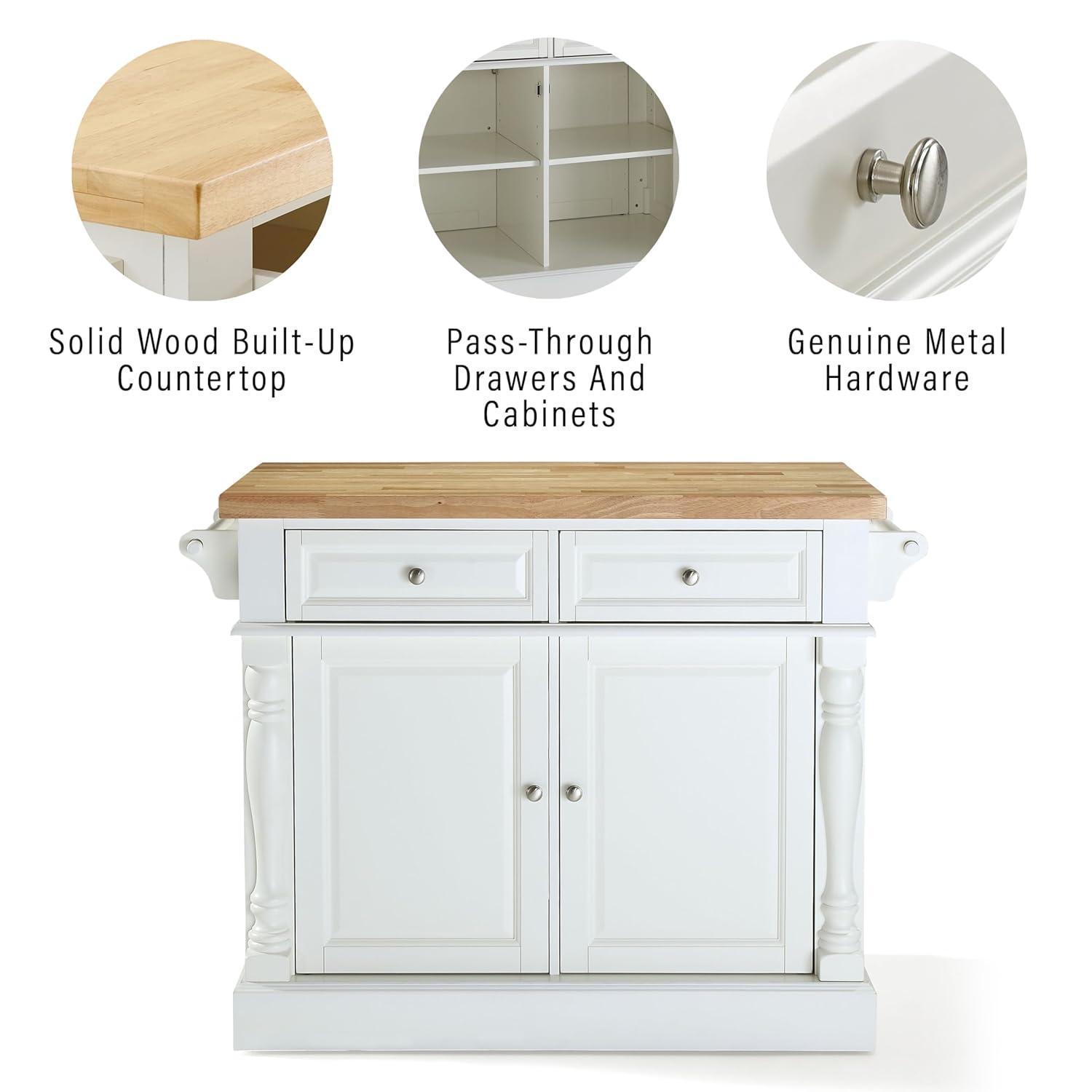 Oxford Butcher Block Kitchen Island Black - Crosley: Rolling Cart with Storage, Adjustable Shelves, Towel Bar
