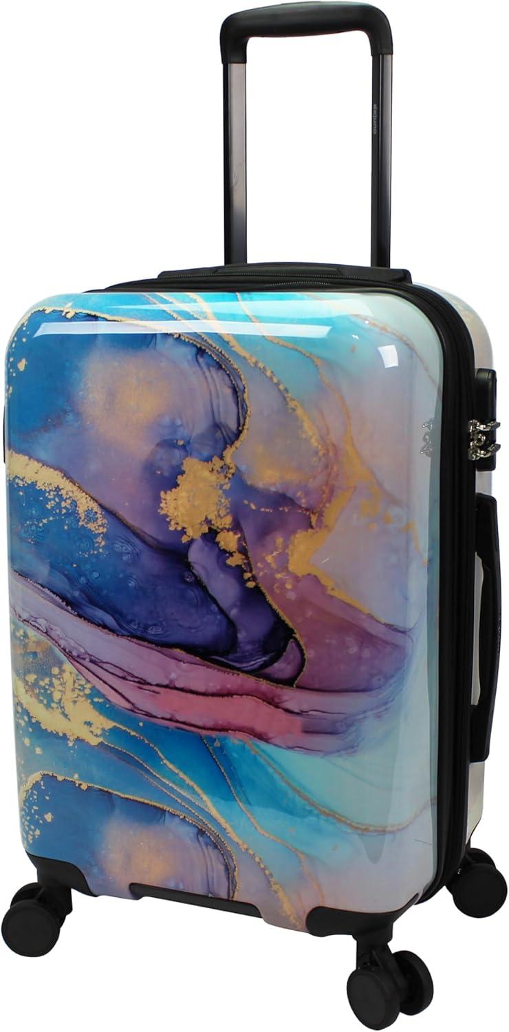 Homestock Elegant Escape Wave Marble 3-Piece Expandable Spinner Luggage Set - Polycarbonate Shell, 2-Inch Expandable, 8 Spinner Wheels, 3-Digit Combination Lock, Fully Lined Interior