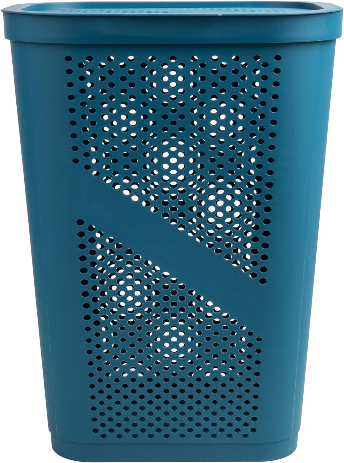 Mind Reader Mind Reader 60L Slim Laundry Hamper, Clothes Basket, Lid, Ventilated, Plastic, 17.25"L x 13.75"W x 23.5"H, 2-Pack