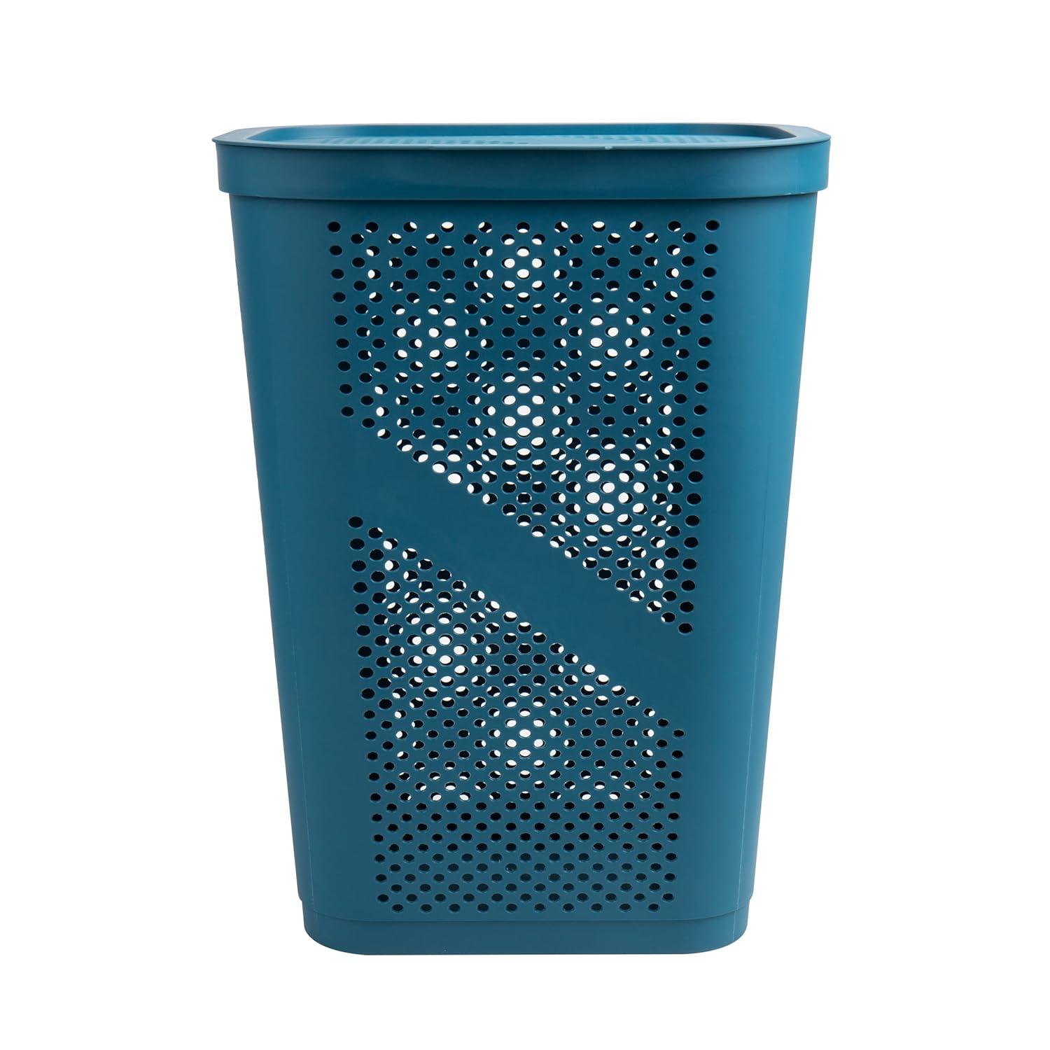 Mind Reader Mind Reader 60L Slim Laundry Hamper, Clothes Basket, Lid, Ventilated, Plastic, 17.25"L x 13.75"W x 23.5"H, 2-Pack