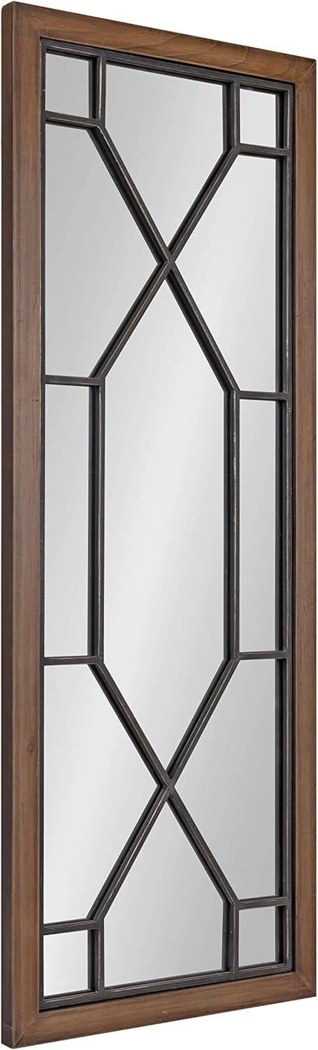 Mavis 16" x 42" Rustic Brown Wood and Iron Vanity Mirror