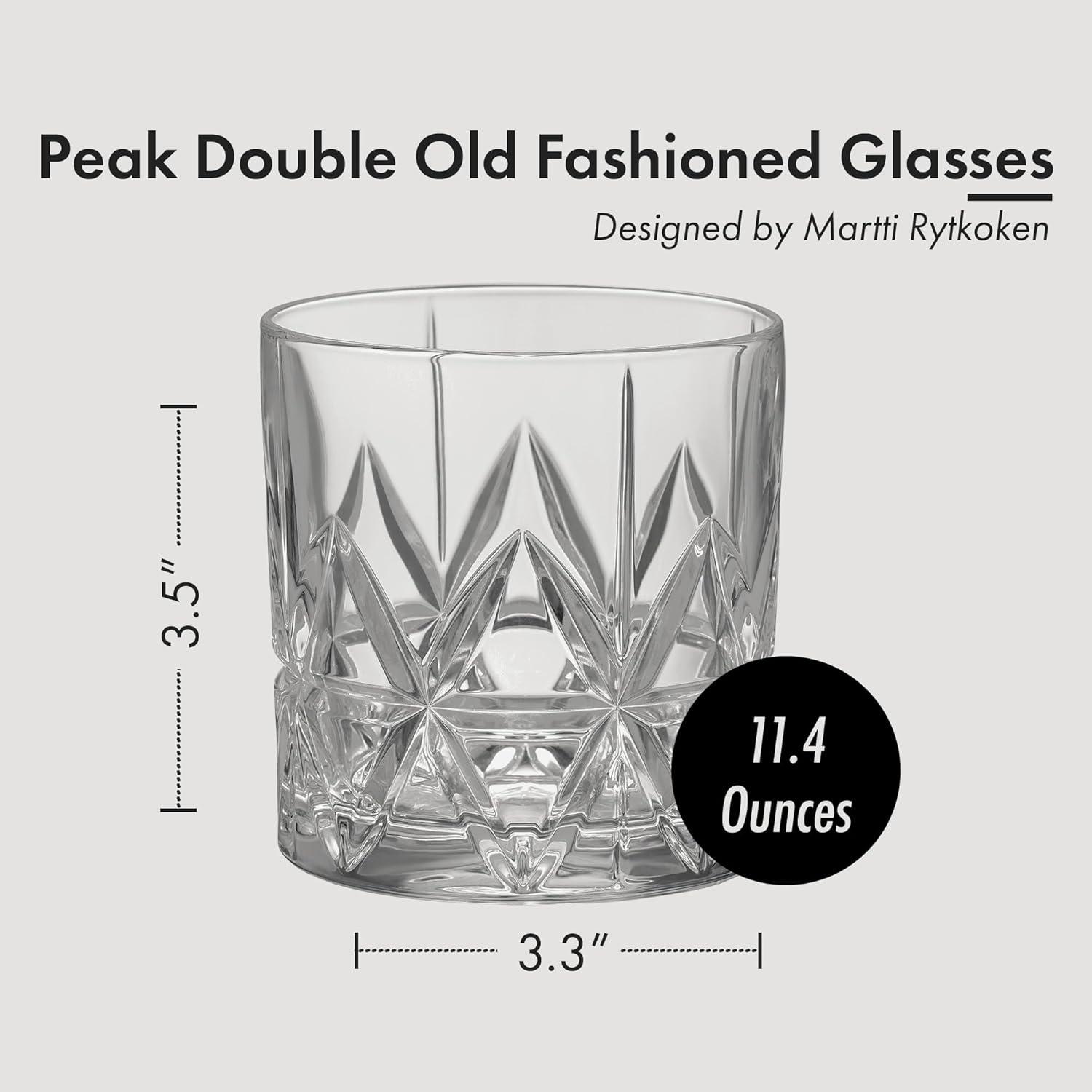 Orrefors Peak Lead-Free Crystal Double Old Fashioned Glass Set