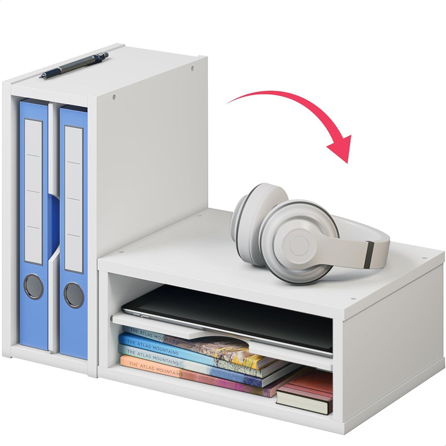 Ballucci Logan Stackable 2-Tier Paper Organizer and Monitor Stand