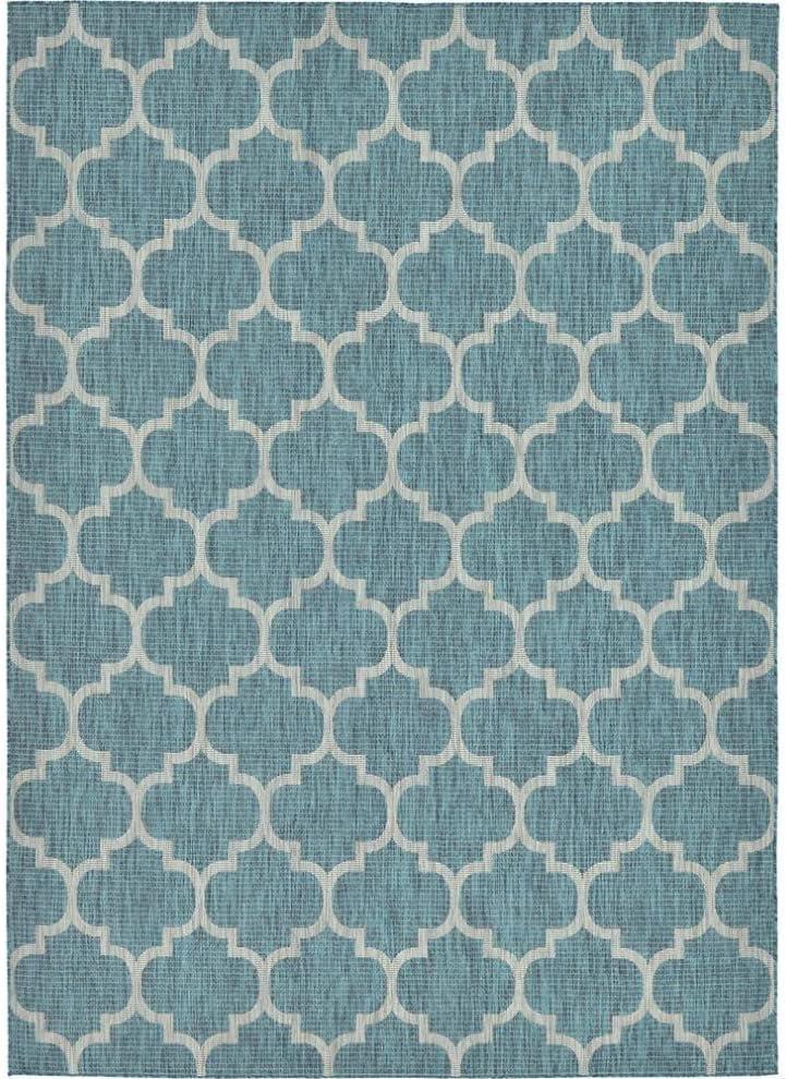Unique Loom 8' 0 x 11' 4 Rectangle Indoor/Outdoor Trellis Teal Area Rug