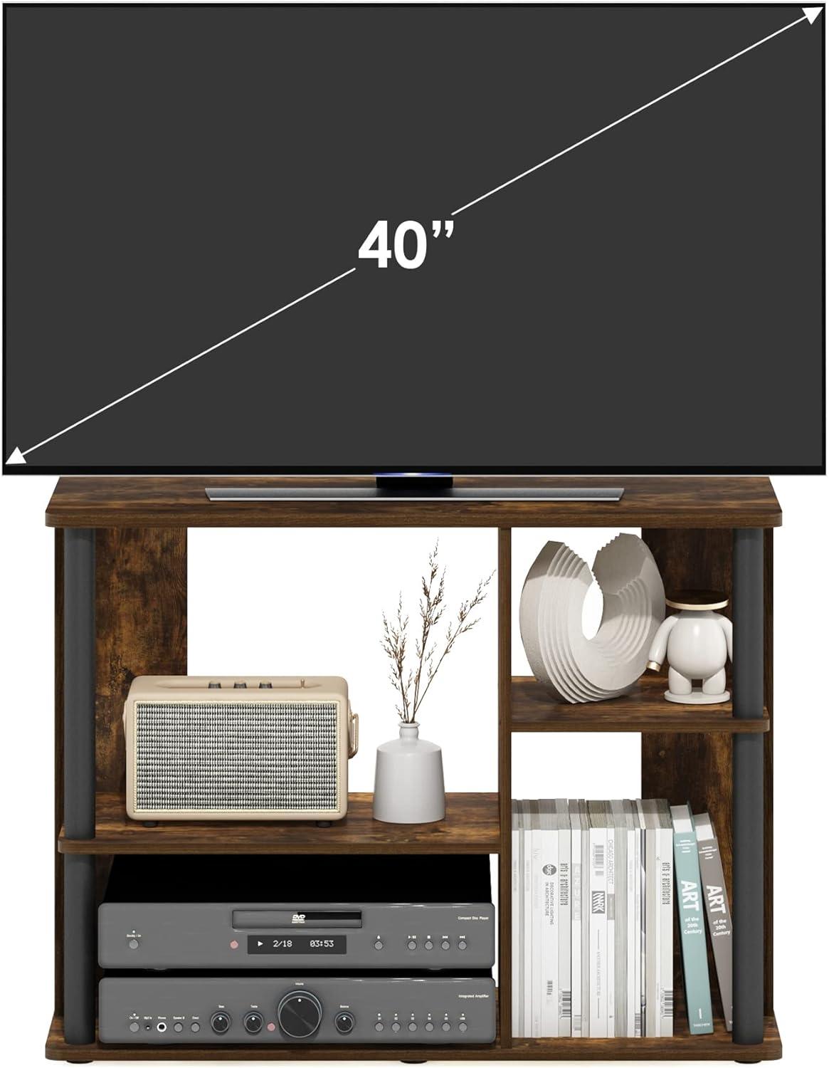 Furinno Classic TV Stand with Plastic Poles for TV up to 40-Inch, Amber Pine/Black