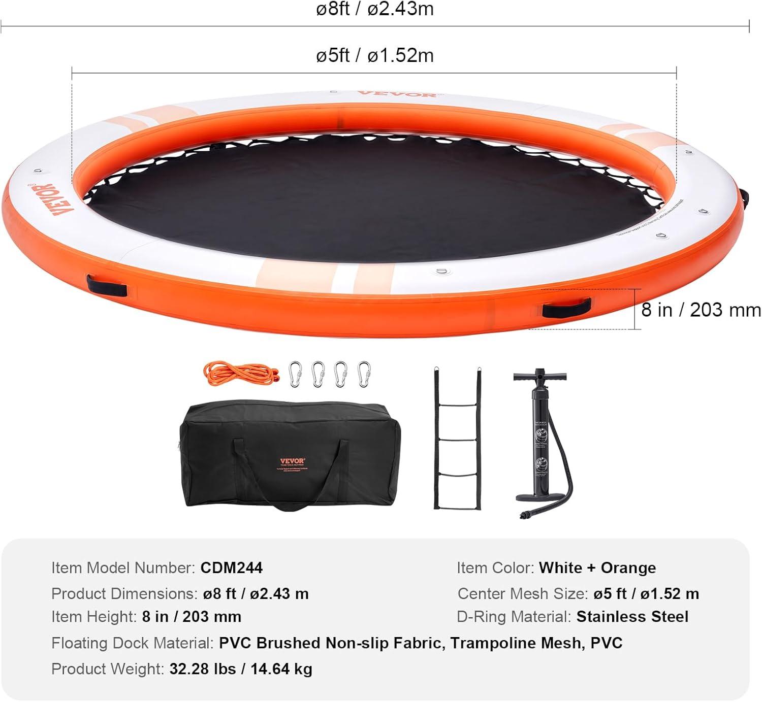 Stellweilan Tessberg 15x6.5FT Inflatable Dock Platform with 4*6FT Trampoline Mesh Pool, Floating Platform Water Mat