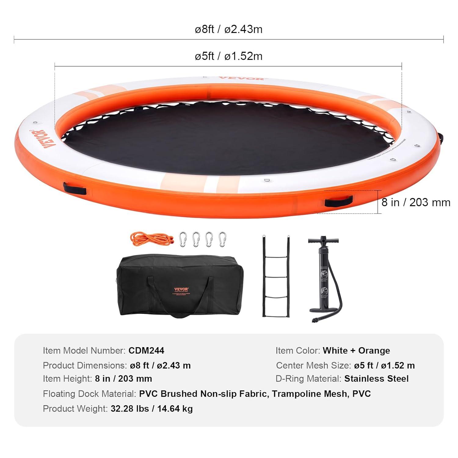 Stellweilan Tessberg 15x6.5FT Inflatable Dock Platform with 4*6FT Trampoline Mesh Pool, Floating Platform Water Mat
